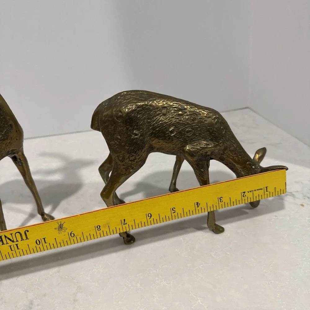 Vintage Large Brass Deer Buck And Doe Figurines Solid MCM